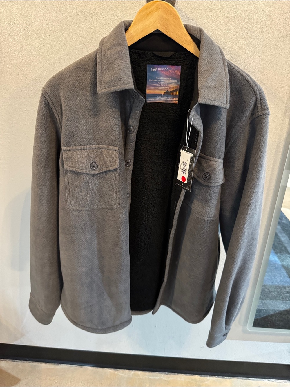 Georg Roth Men's Sherpa Shirt Jacket in Gray